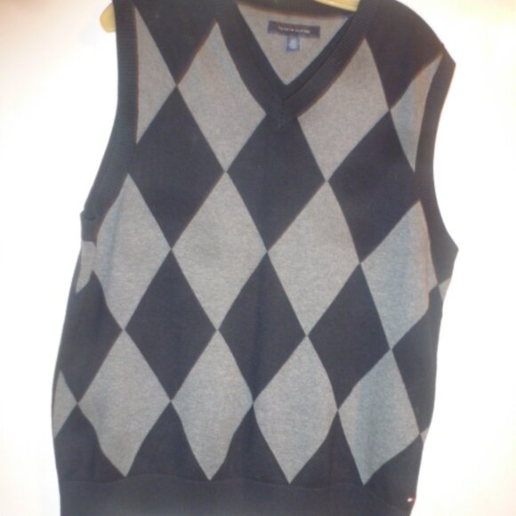 Tommy Hilfiger Black & Gray Knitted Sweater Vest Sz Large – Excellent Condition - Picture 1 of 11